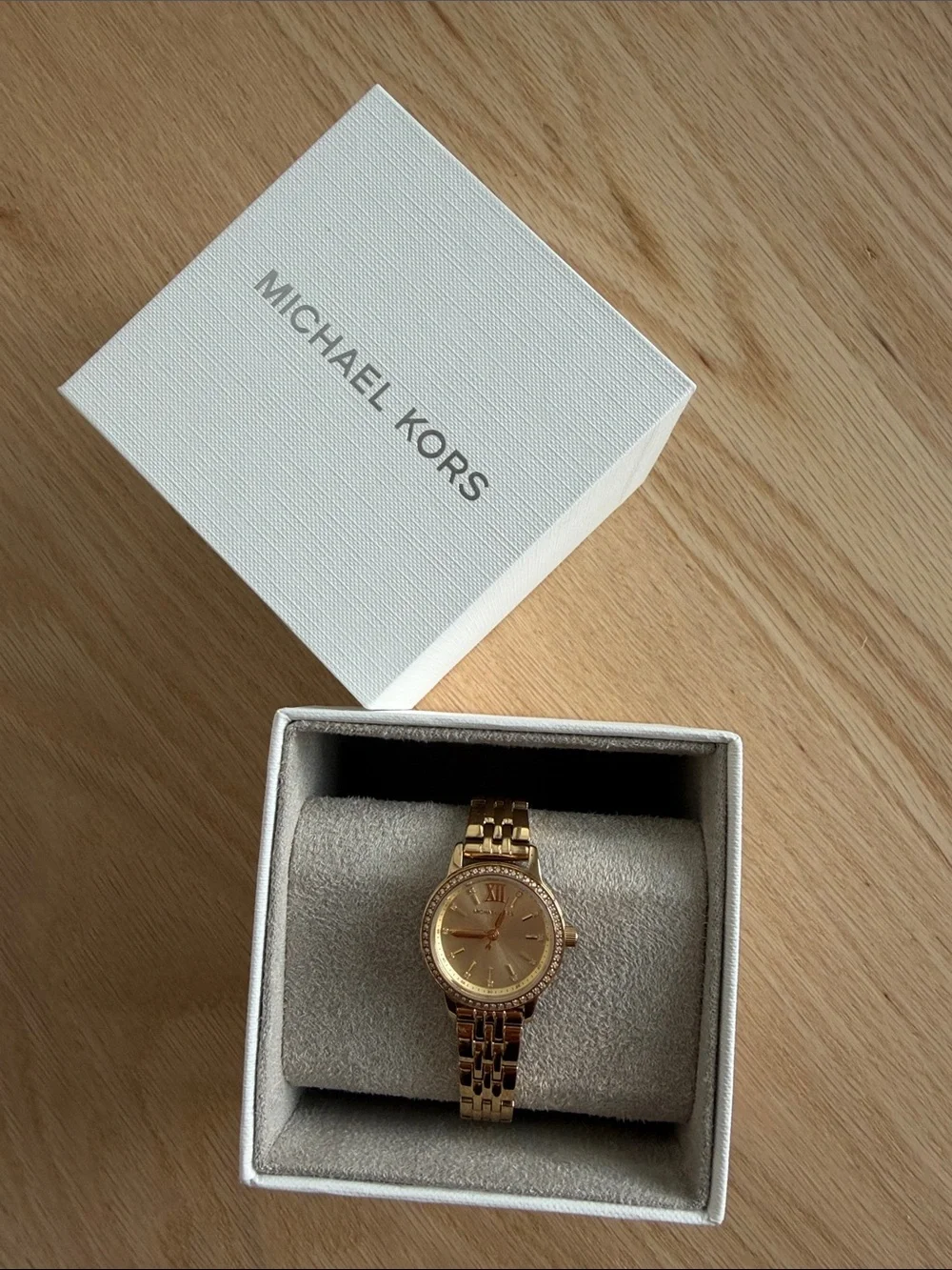 Michael Kors Women's Gold Tone Crystal Accent Bracelet Watch
